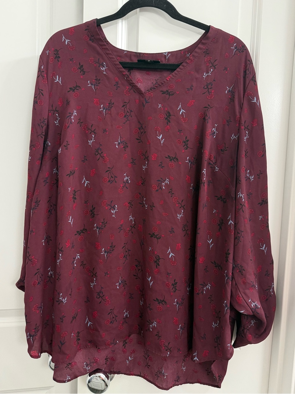 Lane Bryant Plus Size Burgundy Floral Blouse Fall Essentials Flowy Relaxed Fit